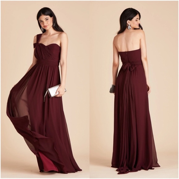 New NWT Birdy Grey “Grace” Convertible Chiffon Gown Maxi Dress Cabernet Burgundy - Picture 5 of 16